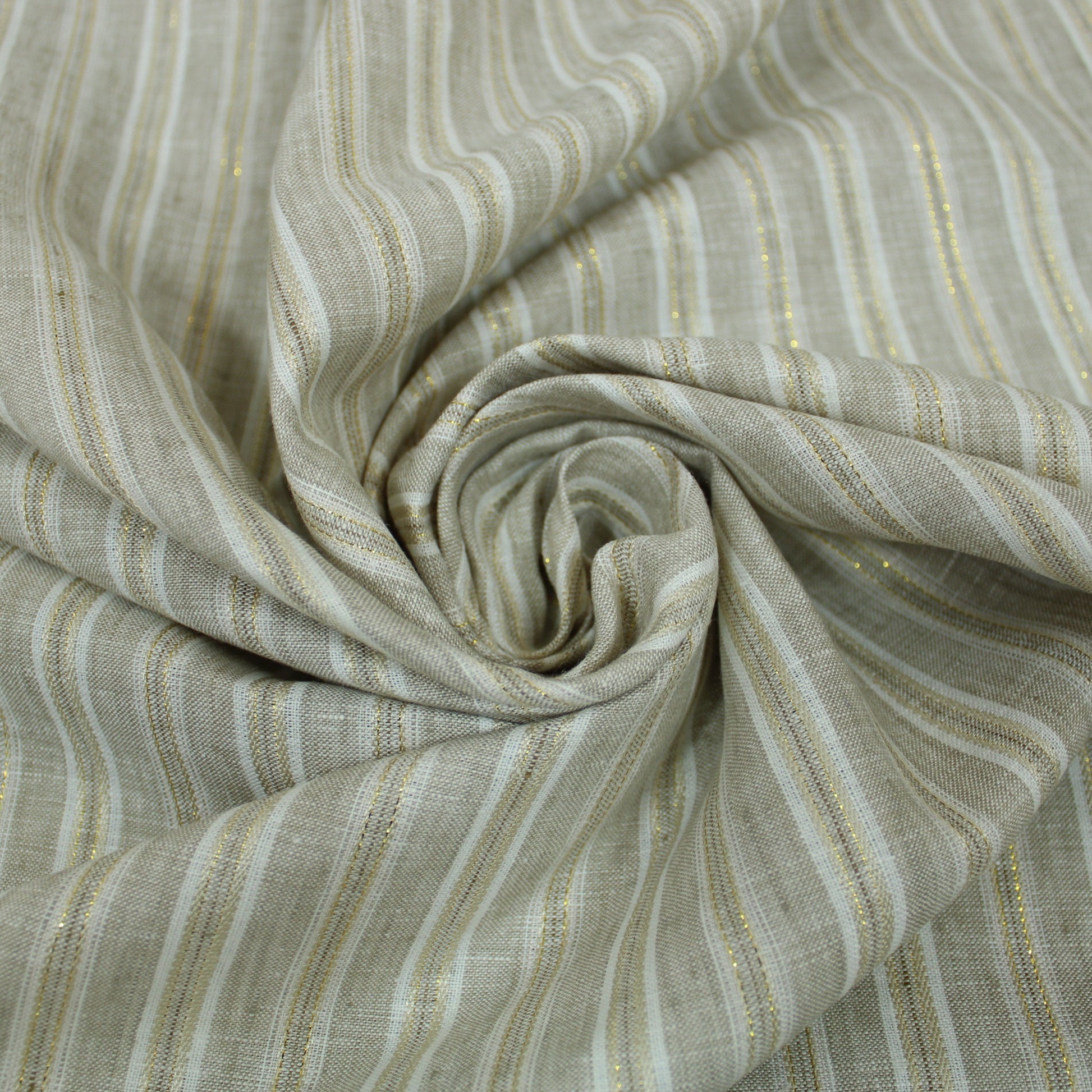 Tissu lin - à rayures - ton beige - photo 1/4 | So Tissus
