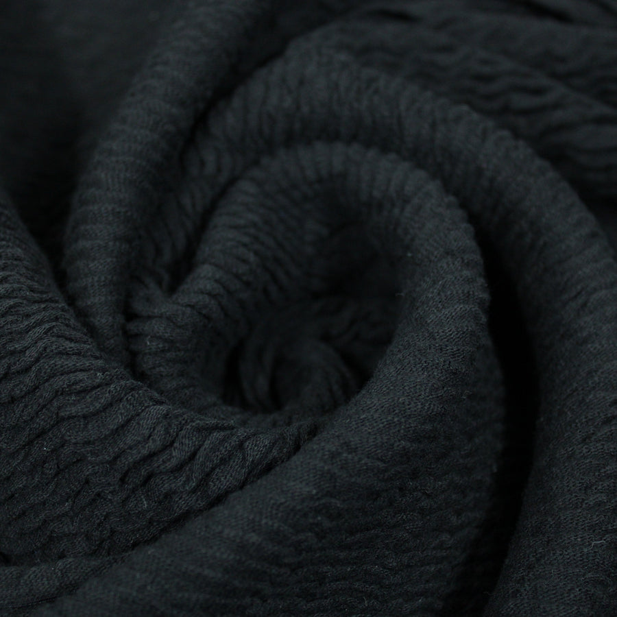 Tissu maille gaufré - noir