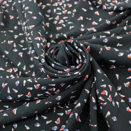 Tissu crêpe - imprimé géométrique - ton noir - photo 1/5 | So Tissus