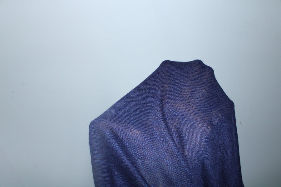Tissu jersey de lin - bleu marine