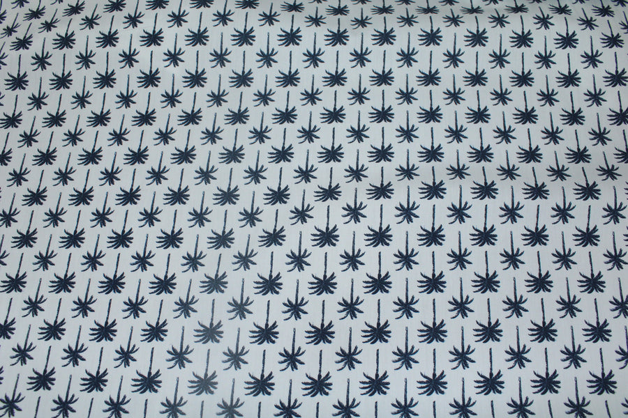 Tissu popeline coton - imprimé petits palmiers