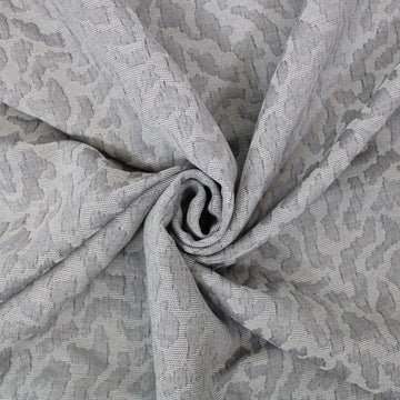Tissu brocart - motif tâcheté - gris clair et blanc
