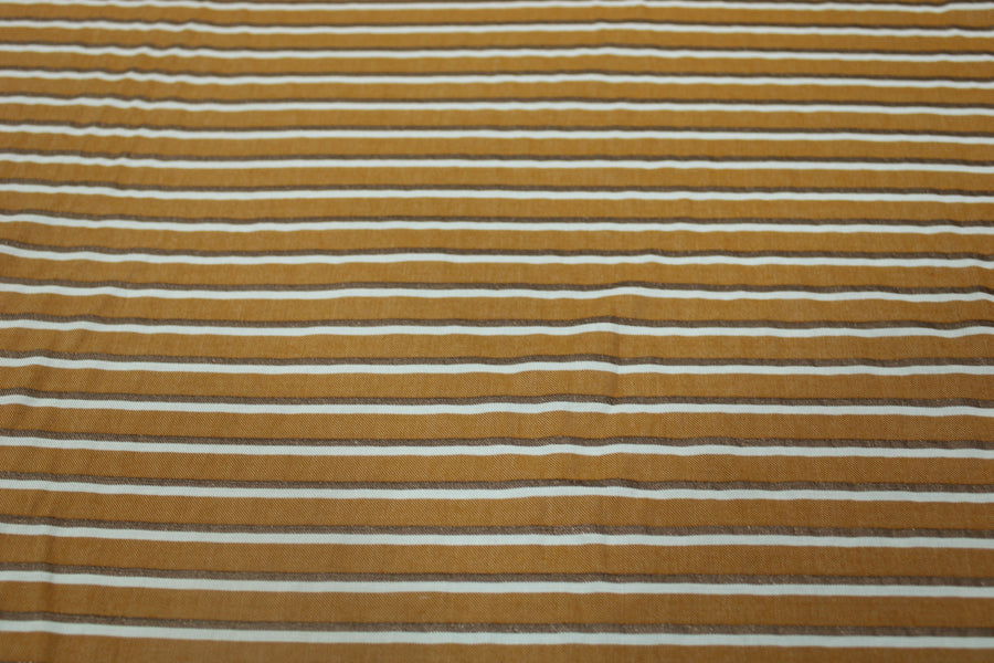 Tissu viscose - à rayures - orange, blanc et cuivre