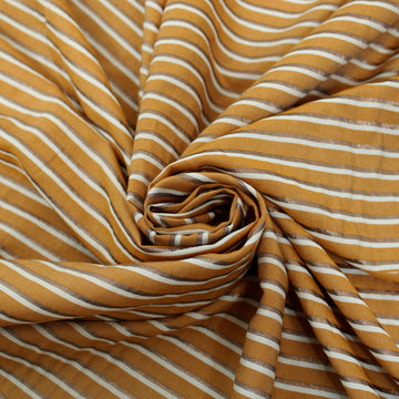 Tissu viscose - à rayures - orange, blanc et cuivre