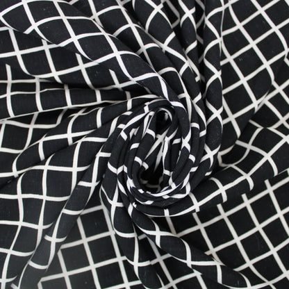 Tissu javanaise de viscose - à carreaux blanc et noir - photo 1/5 | So Tissus
