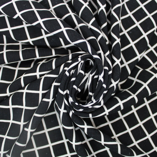 Tissu javanaise de viscose - à carreaux blanc et noir - photo 1/5 | So Tissus