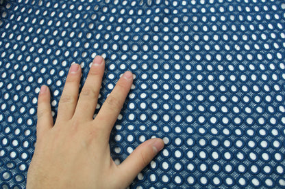 Tissu guipure à motif géométrique - bleu canard - photo 4/5 | So Tissus