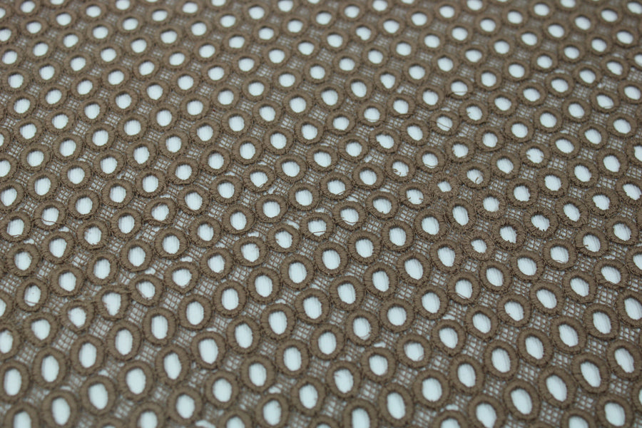 Tissu guipure à motif géométrique - châtaigne