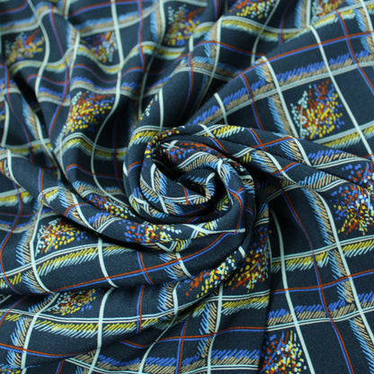 Tissu crêpe viscose - à carreaux - ton bleu marine - photo 1/5 | So Tissus
