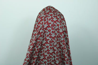 Tissu crêpe - imprimé fleur coeur - rouge, noir et  blanc - photo 3/5 | So Tissus
