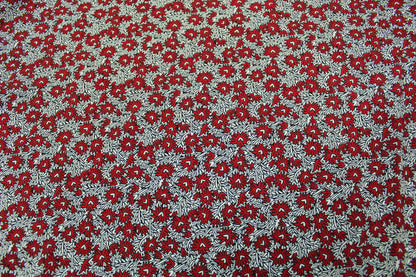 Tissu crêpe - imprimé fleur coeur - rouge, noir et  blanc - photo 5/5 | So Tissus