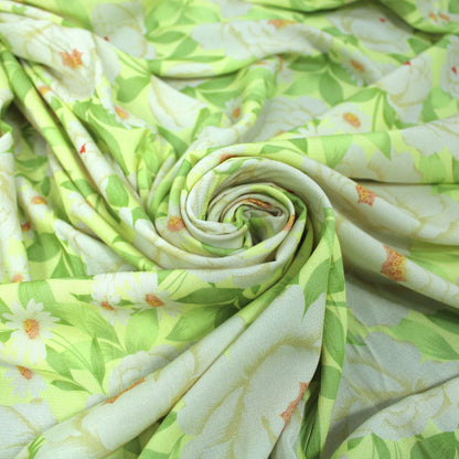 Tissu crêpe viscose - imprimé grandes fleurs blanches - photo 1/5 | So Tissus
