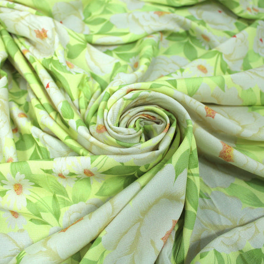 Tissu crêpe viscose - imprimé grandes fleurs blanches - photo 1/5 | So Tissus