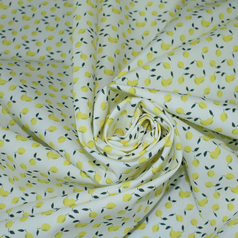 Tissu popeline coton - imprimé petits citrons