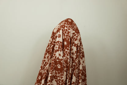 Tissu crêpon viscose - imprimé fleurs abstraites - ton terracotta - photo 3/5 | So Tissus