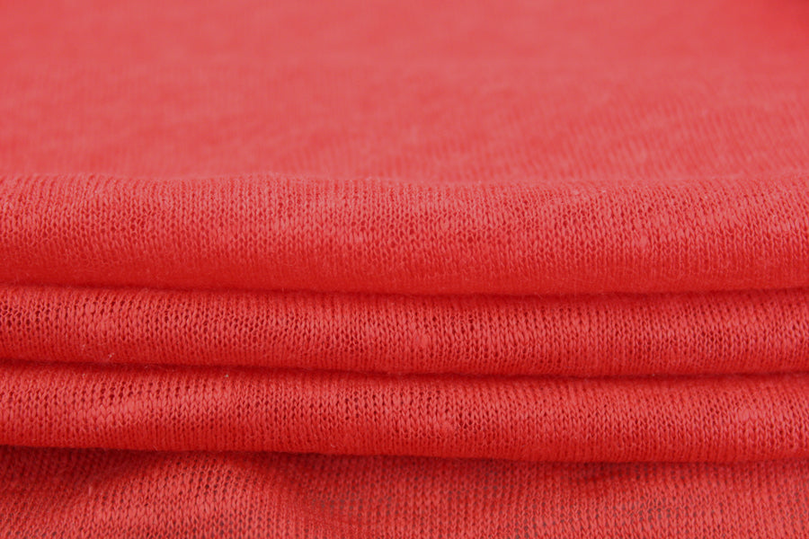 Tissu jersey de lin - corail