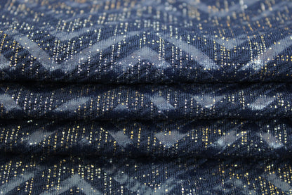 Tissu maille - à chevrons - ton bleu marine - photo 2/5 | So Tissus