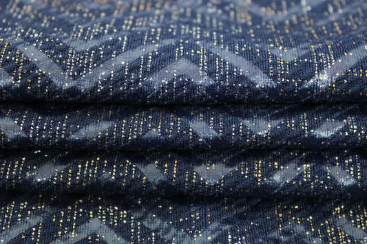 Tissu maille - à chevrons - ton bleu marine - photo 2/5 | So Tissus