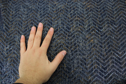 Tissu maille - à chevrons - ton bleu marine - photo 4/5 | So Tissus