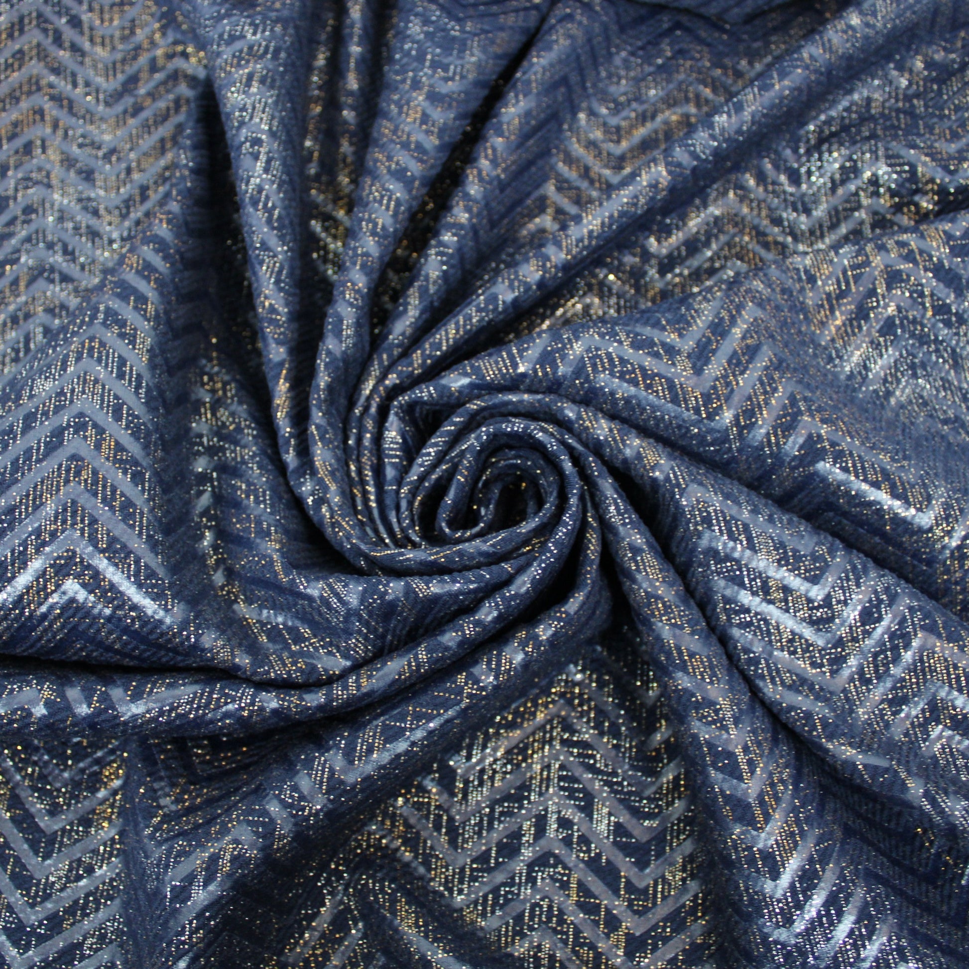 Tissu maille - à chevrons - ton bleu marine - photo 1/5 | So Tissus