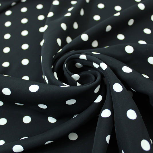 Tissu crêpe - imprimé à pois - noir et blanc - photo 1/5 | So Tissus