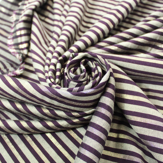 Tissu viscose - à rayures - violet et argent - photo 1/4 | So Tissus