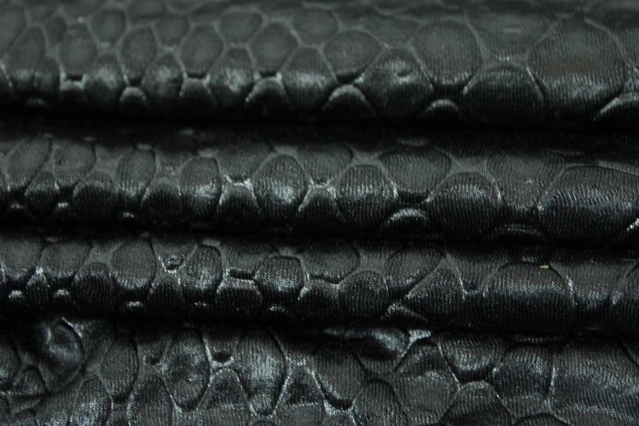 Tissu maille imitation reptile  - noir