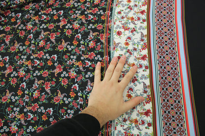 Tissu crêpe georgette  - imprimé bandes fleuris - photo 4/5 | So Tissus
