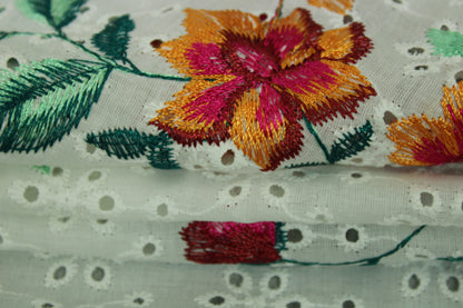 Tissu broderie anglaise - fleuri multicolore - photo 2/4 | So Tissus