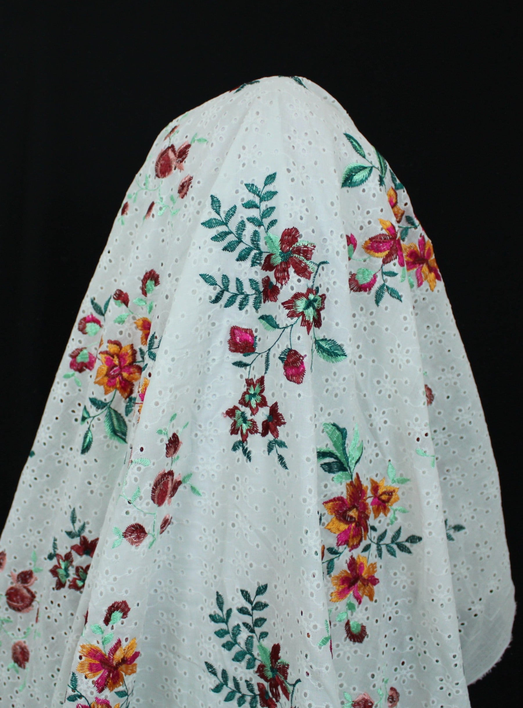 Tissu broderie anglaise - fleuri multicolore - photo 3/4 | So Tissus