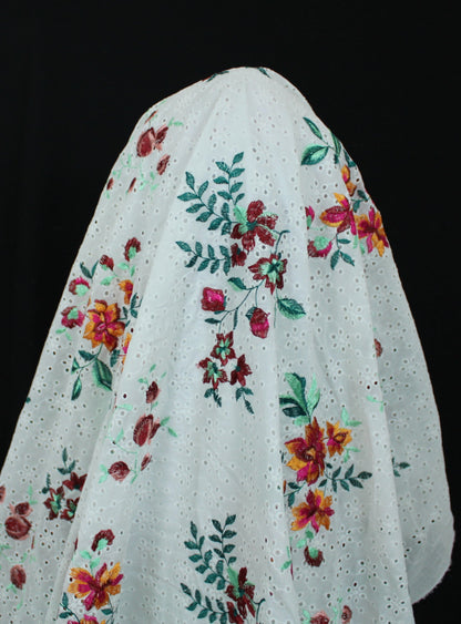 Tissu broderie anglaise - fleuri multicolore - photo 3/4 | So Tissus
