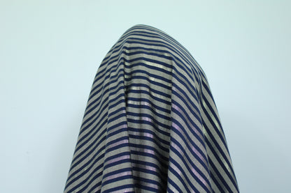 Tissu viscose - à rayures - bleu marine et argent - photo 2/3 | So Tissus