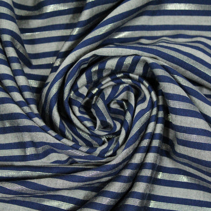 Tissu viscose - à rayures - bleu marine et argent - photo 1/3 | So Tissus