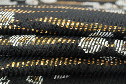 Tissu brocart - imprimé fleuri - noir et doré - photo 2/5 | So Tissus