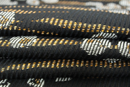 Tissu brocart - imprimé fleuri - noir et doré - photo 2/5 | So Tissus