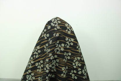 Tissu brocart - imprimé fleuri - noir et doré - photo 3/5 | So Tissus