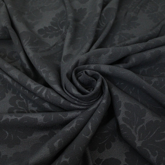 Tissu crêpe - imprimé fleuri - ton noir - photo 1/5 | So Tissus