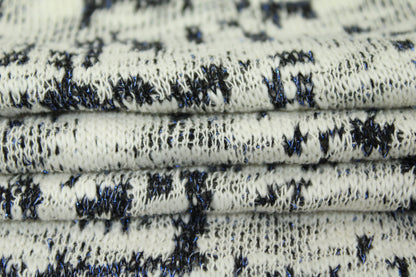 Tissu maille tacheté - blanc, gris et bleu - photo 2/5 | So Tissus