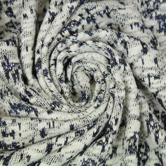 Tissu maille tacheté - blanc, gris et bleu - photo 1/5 | So Tissus
