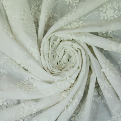 Tissu broderie anglaise - fleuri - blanc - photo 1/5 | So Tissus