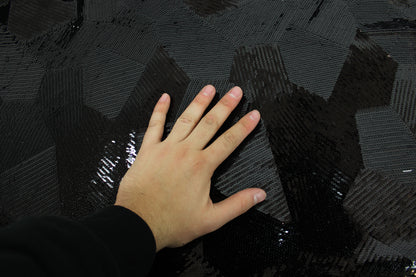 Tissu sequin - motif géométrique - ton noir - photo 4/5 | So Tissus
