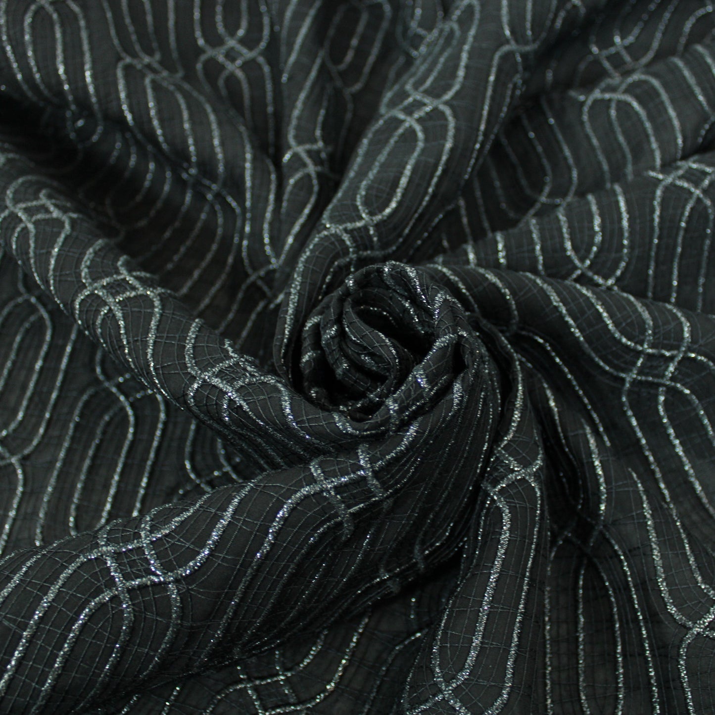Tissu voile coton brodé - motif géométrique - noir - photo 1/6 | So Tissus