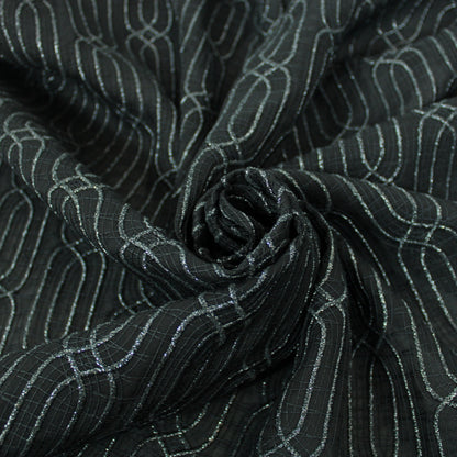 Tissu voile coton brodé - motif géométrique - noir - photo 1/6 | So Tissus
