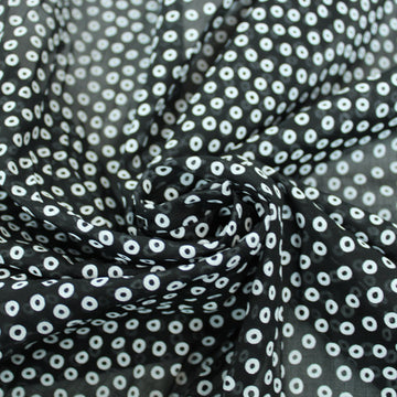 Tissu voile de coton - imprimé à pois - noir et blanc