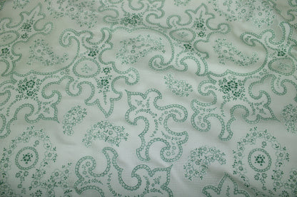 Tissu voile de soie et coton - imprimé arabesque - blanc et vert - photo 5/6 | So Tissus