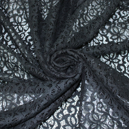 Tissu dentelle motif fleuri- noir - photo 1/5 | So Tissus