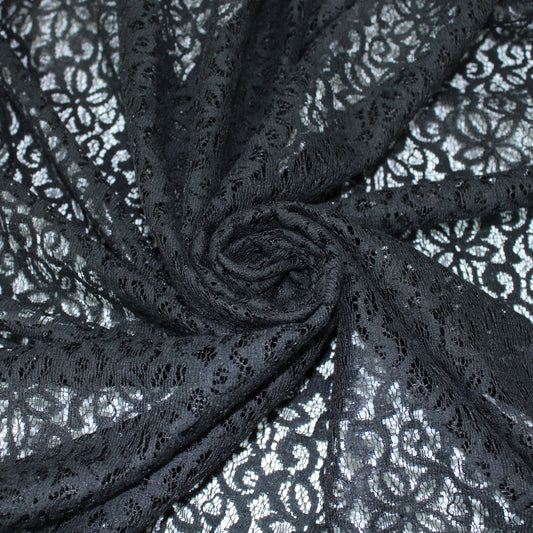 Tissu dentelle motif fleuri- noir - photo 1/5 | So Tissus