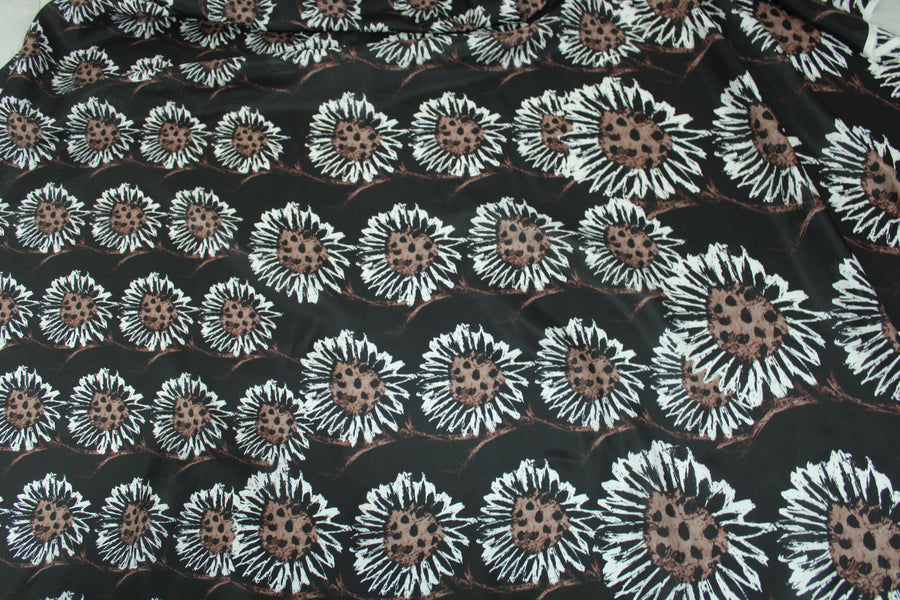 Tissu soie plume - imprimé tournesol abstrait