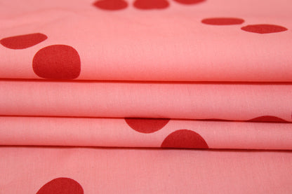 Tissu popeline coton - à pois - rose et rouge - photo 2/5 | So Tissus