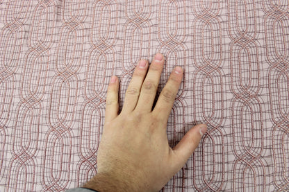 Tissu voile coton brodé - motif géométrique - vieux rose - photo 4/5 | So Tissus
